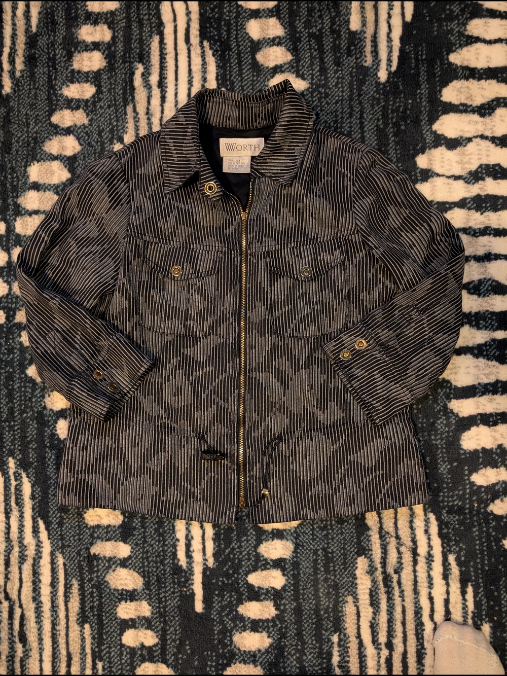 Worth Black and White Striped Utility Jacket